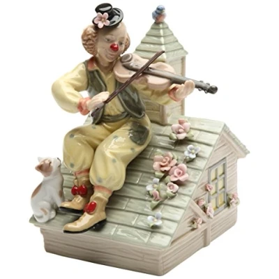 Image of Cosmos Gifts 20867 Clown with Violin Musical Ceramic Figurine, 6 1/4 Inch, Yellow