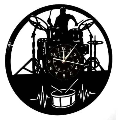 Image of Smotly Vinyl Wall Clock, Music Drum Stand Equipment Record Lover Home Decor Clock Gift.