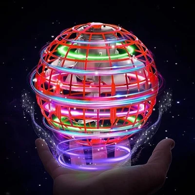 Image of XINHOME Flying Ball Orb Toys Hover Pro Spinner Toy UFO RGB Cool Stuff Globe Orbi Magic Boomerang Hand Controller Mini Drone for 8 9 10 11 12 boys girls Kids (Red)