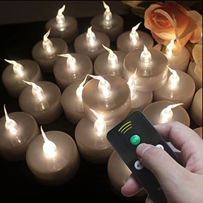 Image of Wilrigir Flameless Candle Remote Controlled LED Tea Light, Warm White Battery Operated Votive Candle, Realistic and Bright Faux Lights, for Season&amp;Festive Celebration, Pack of 12