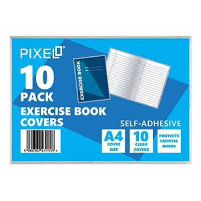 Image of Pixel® Self Adhesive A4 Exercise Book Covers Clear Sheets (Pack of 10)