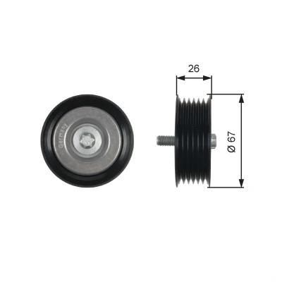 Image of 0002021619, A0002021619 Idler Pulley GATES T36438 PowerGrip with grooves MERCEDES BENZ: C Class Saloon, E T modell