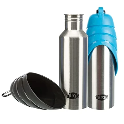 Image of Trixie Bottle with bowl, stainless steel/plastic ( Assorted Color )