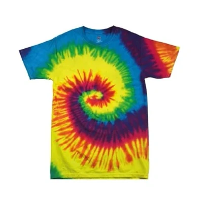 Image of COOZO Unisex Tie Dye T Shirt Rainbow 2XL