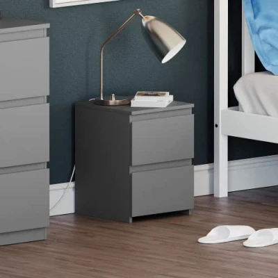 Image of Vida Designs Denver 2 Drawer Bedside Chest (Grey)