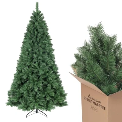 Image of SALCAR 6ft Christmas Tree, Artificial Tree With Metal Stand, Spruce Pine 180cm Xmas 6 ft Quick Setup Decoration