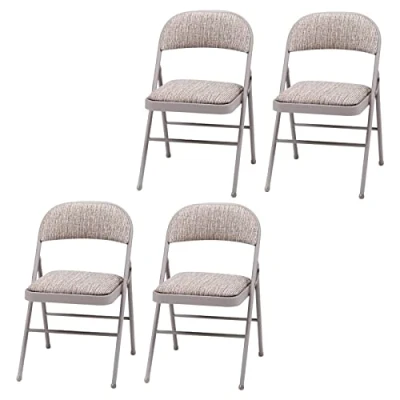 Image of Denny International Deluxe Fabric Padded with Heavy Duty Steel Metal Frame Folding Back Rest Chair for Home Garden Office Computer Desk (4 x Chairs)