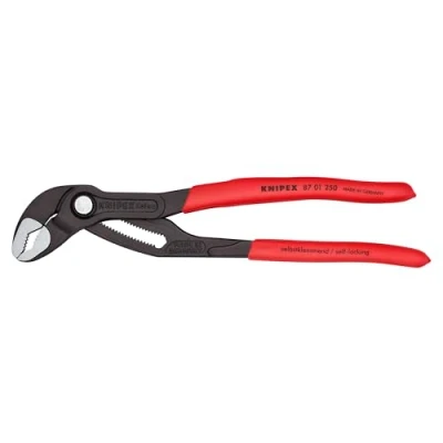 Image of KNIPEX Cobra Water Pump Pliers, 250 mm, Nuts to 46 Pipes 50 Self Locking, Fine Adjustment by Button Push, Pipe Wrench, 87 01