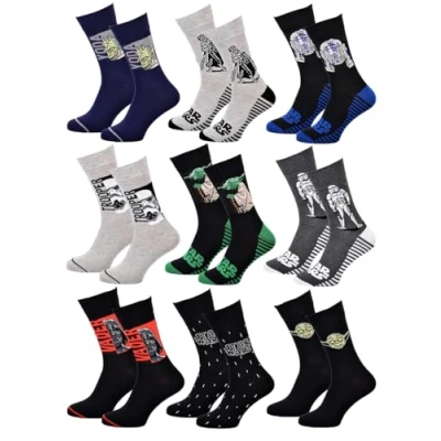 Image of Star Wars Men&#039;s Cotton Socks Assorted Photo Models According to Stock (43/46, Pack of 9), 9