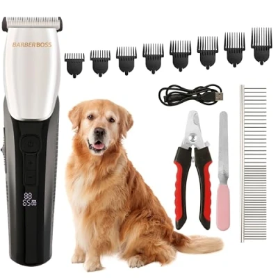 Image of BarberBoss All in One Dog Grooming Kit, Clippers Cordless, Cat for Matted Fur, Pet Clippers, Trimmer Grooming, Professional Thick Hair