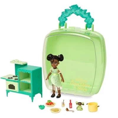 Image of Disney Store Official Disney&#039;s Once Upon a Story Tiana Mini Doll Playset, the Princess and Frog, 11 Pc., Toy Figure Set with Accessories, Including Stove, Ragdoll Suitable for Ages 3+