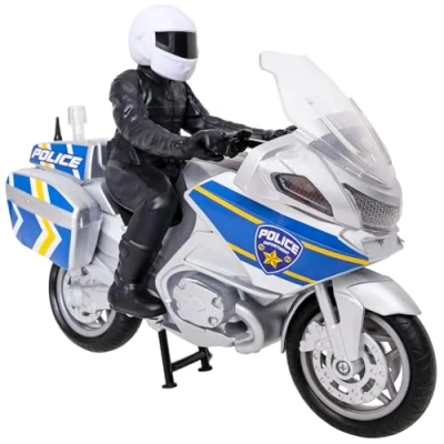 Image of Teamsterz Mighty Machines Medium Police Bike Includes Officer Figure With Lights &amp; Sounds Emergency Service Motorbike Toy Kids&#039; Play Figures And Vehicles Car Set 3+