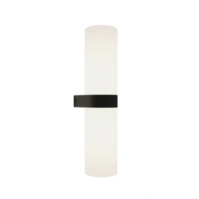 Image of Lucande Basolo bathroom wall light, black, height 31.5 cm, glass