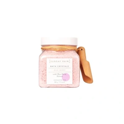 Image of Sunday Rain Luxury Nourishing Bath Crystals, Vegan &amp; Cruelty Free with Vitamin Rich Acai Berry Extract Natural Sea Salts, 500g