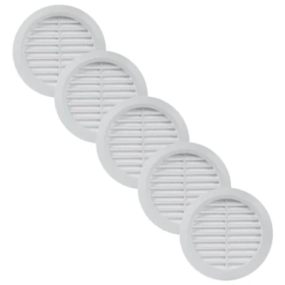 Image of Vent Systems 100 mm / 3.94&#039;&#039; Inch Black Pack of 5 Air Cover Round Vents Ventilation Grille Integrated Insect Screen HVAC for Bathroom, Home Office, Kitchen
