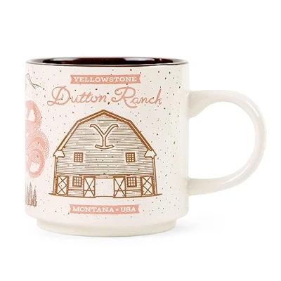 Image of Silver Buffalo Yellowstone Dutton Ranch Ceramic Mug Holds 13 Ounces
