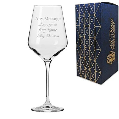 Image of Personalised Engraved 390ml Infinity Wine Glass, Personalise with Any Message for Occasion, Stylize from a Variety of Fonts, Gift Box Included, Laser