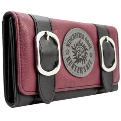 Image of Super Natural Winchester Bros Monster Hunter&#039;s Kit Purse Tri Fold Coin Pocket &amp; Card Holder, Red