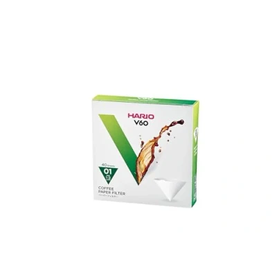Image of HARIO Paper Coffee Filters for V60 Dripper, Compatible with Size 01, White, 40 Pack, 1 Pieces