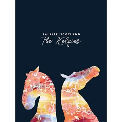 Image of Wee Blue Coo Marble Kelpies Falkirk Scotland Large Wall Art Print 18X24