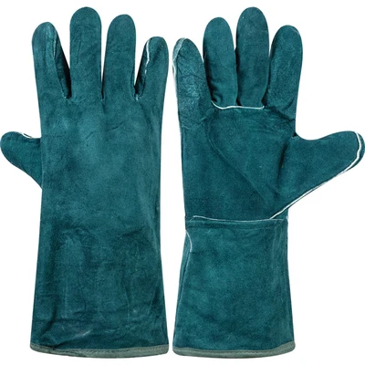 Image of Sitesafe Green Split Leather Fully Lined Gauntlets Size 11