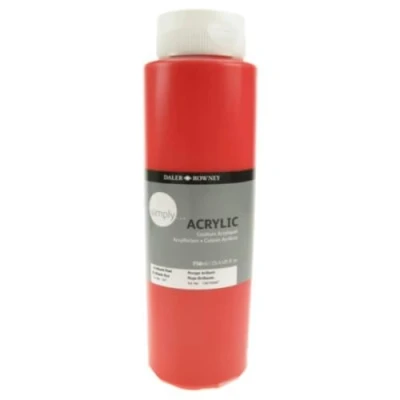 Image of Daler Rowney Simply Acrylic Paint, Plastic Pot, 25.36oz 750 ml, Brilliant Red