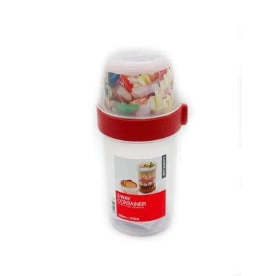 Image of LOCK &amp; Two WAY Plastic Cereal To Go Mug Small Lunch Box with Screw Lid and Containers 760ml 310ml