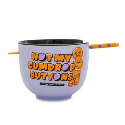 Image of Shrek Gingerbread Man 20 Ounce Ceramic Ramen Bowl and Chopstick Set
