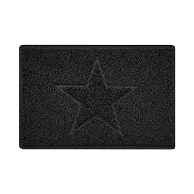 Image of Nicoman Star Embossed Shape Entrance Door Mat Dirt Trapper Jet Washable Doormat Drainage Outdoor Use Only (Small, Black, 60 x 40cm)