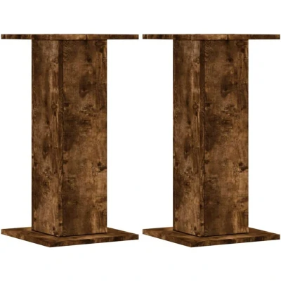 Image of vidaXL Plant Stands 2 pcs Smoked Oak 30x30x60 cm Engineered Wood