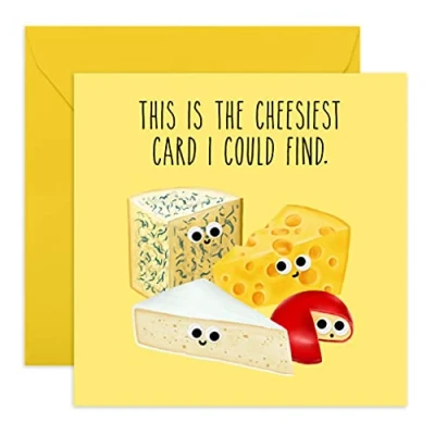 Image of Central 23 Cute Birthday Card &#039;Cheesiest Card&#039; Anniversary Funny Pun for Men and Women Mother&#039;s Day Her Mum Mummy Wife Comes with Fun Stickers