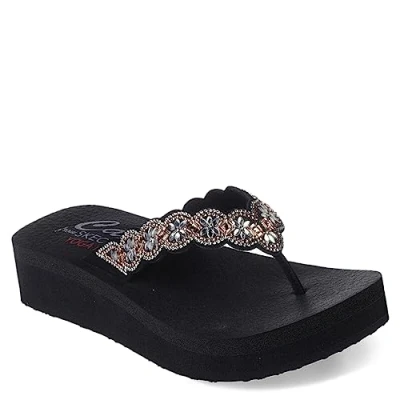 Image of Skechers Women&#039;s Vinyasa Sneaker, Black Mitobuck/Stone Trim, 7 UK