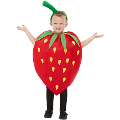 Image of Funidelia Strawberry Costume for boys and girls Fruit, Food Costumes kids, accessory fancy dress &amp; props Halloween, carnival parties Size 7 12 years Red