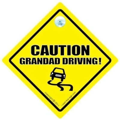 Image of GRANDPARENTS iwantthatsign.com Caution Grandad Driving Car Sign, Baby on board, Tailgater Board Sign Style, Bumper Sticker, Decal, Sticker