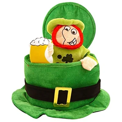 Image of Fancy Dress St Patricks Irish Ireland Eire Top Hat Green With Leprechaun Man