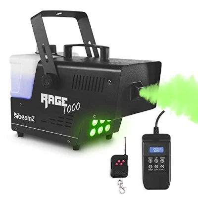 Image of beamz RAGE1000LED Party Smoke Machine with Lights 1000W Disco Fog LED Light Effects High Output for Parties, DJ, Events, Halloween, and Special