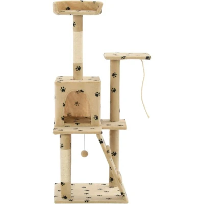 Image of vidaXL Cat Tree with Sisal Scratching Posts 120 cm Beige Paw Prints