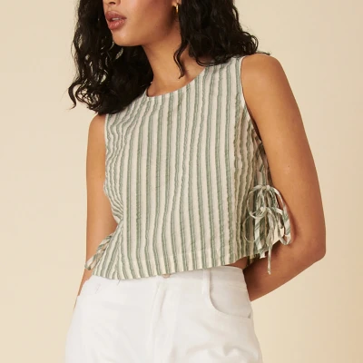 Image of Nobody&#039;s Child Verity Striped Organic Cotton Top UK 14