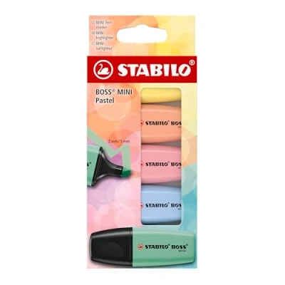 Image of STABILO BOSS MINI Pastel Highlighter Pack of 5 Assorted Colours