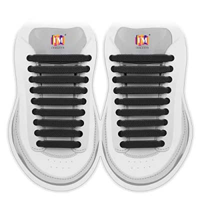 Image of INMAKER No Tie Laces for Kids and Adults, Elastic Trainers, Silicone Tieless Flat Shoelaces Running Shoes…
