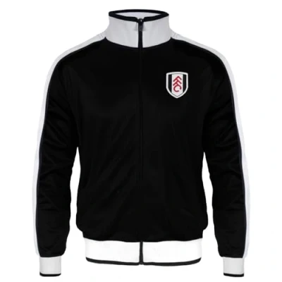 Image of Fulham FC Official Football Gift Mens Retro Track Top Jacket Black White XL