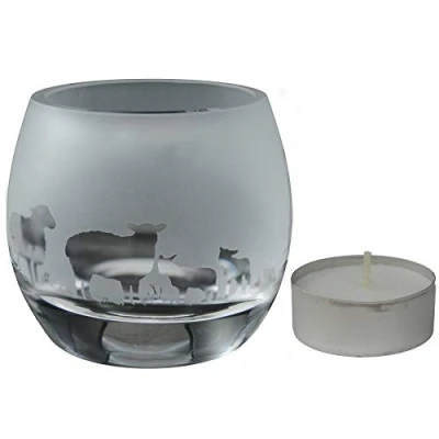 Image of Milford Collection Animo Glass Small Crystal Animal Tealight Candle Holder Sheep