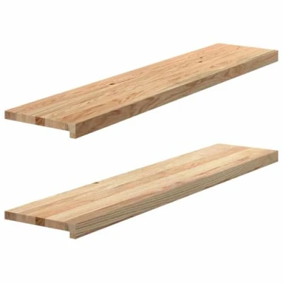 Image of vidaXL solid oak window sills 2 pcs untreated natural display boards 120x30x2 cm for home decor