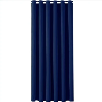 Image of Oxford Homeware Blackout Curtains for Living Room 66x84 Inch 1 Panel Thermal Insulated Navy Eyelet Super Soft Curtain with Tie Back