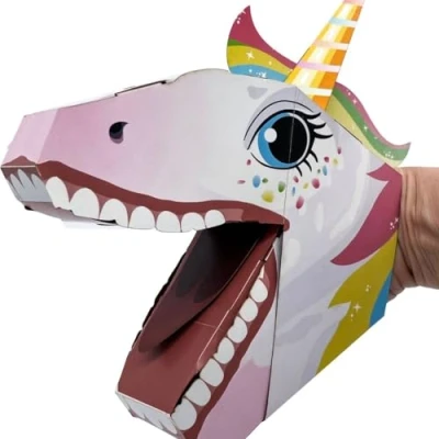 Image of Fiesta Crafts Unicorn 3D Hand Puppet Craft Kit Colourful &amp; Easy to Assemble Complete Arts and Set Improve Motor Skills, Creativity, Imagination