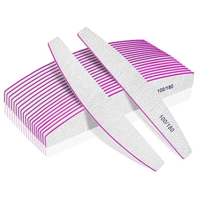 Image of Professional Nail Files, Double Sided Emery Board for Nails 100/180 Grit, Coarse Washable Files Acrylic &amp; Natural Nails, 12 Pack Fine Grit File