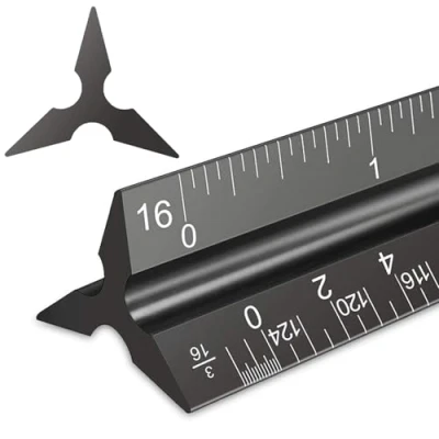 Image of Architectural Scale Ruler, 12&quot; Aluminum Architect Scale, Triangular Ruler for Blueprint, Triangle Drafting Metal Architecture