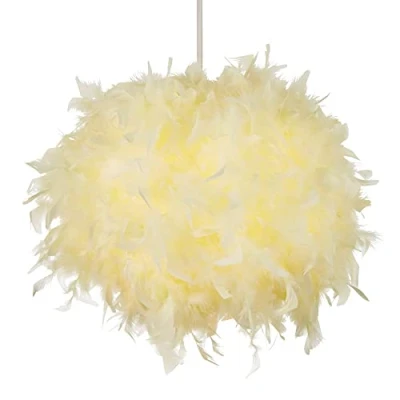 Image of LITECRAFT Glow Light Shade 40cm Easy Fit Feather Ball Lampshade Yellow