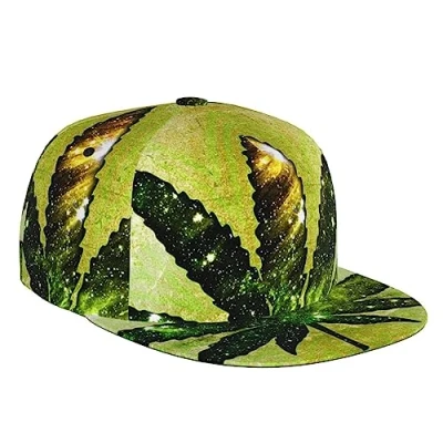 Image of Zltegako Unisex Shining Cannabis Weed Baseball Cap 3D Adjustable Snapback Hats Trucker Hat Hip Hop Flat Caps Black