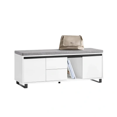Image of SoBuy FSR176 W, Hallway Storage Bench Shoe Cabinet with Seat Cushion, White